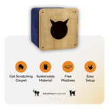 The Kylo Wood Cat Tree is a combination of a cat tree, scratcher, and flower pot. It's designed to be used as a scratching post, climbing tree, and sleeping place all in one.