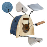 Cat Teepee is a play house for your cat that provides hours of fun and exercise. Your cat will love to play in this teepee-shaped cat tree.