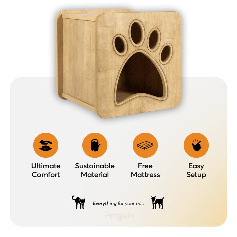 Modern cat house from eco-friendly durable woooden. The cat house is perfect for your indoor or outdoor cats.