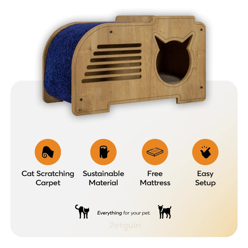 The Lucky Carpet Cat Scratching Post is a unique, handmade cat scratching post that doubles as a cat tree. 