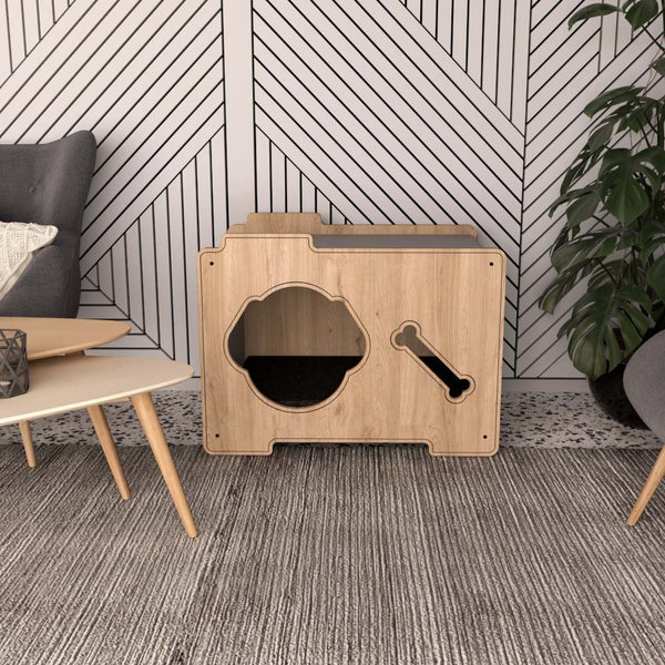 Petguin wooden dog crate in a beautifully designed living room