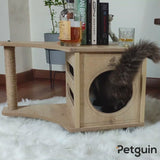 Cats love to sleep in the center of things. This cat house end table is the perfect place for your feline friends to curl up and take a nap.