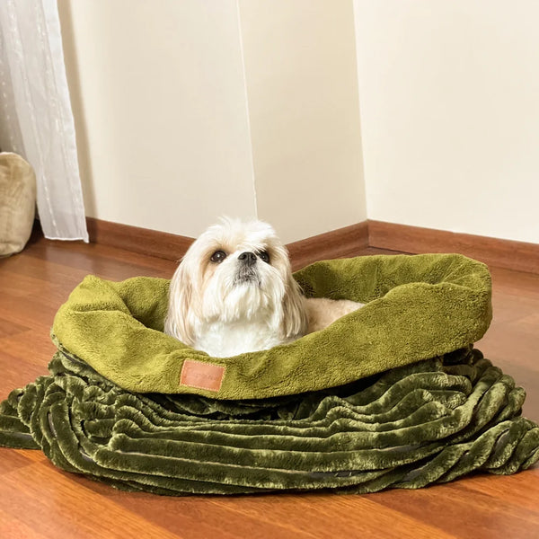 Luxuriously soft and fluffy, the Munich Velvet Cozy Cave Dog Bed is perfect for a dog who wants to curl up in comfort.