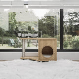 This cat bed end table is the perfect addition to your pet's new home. It offers a large surface area for your cat to lounge or play on, with a built-in scratching post that's just the right size for even the largest cats.
