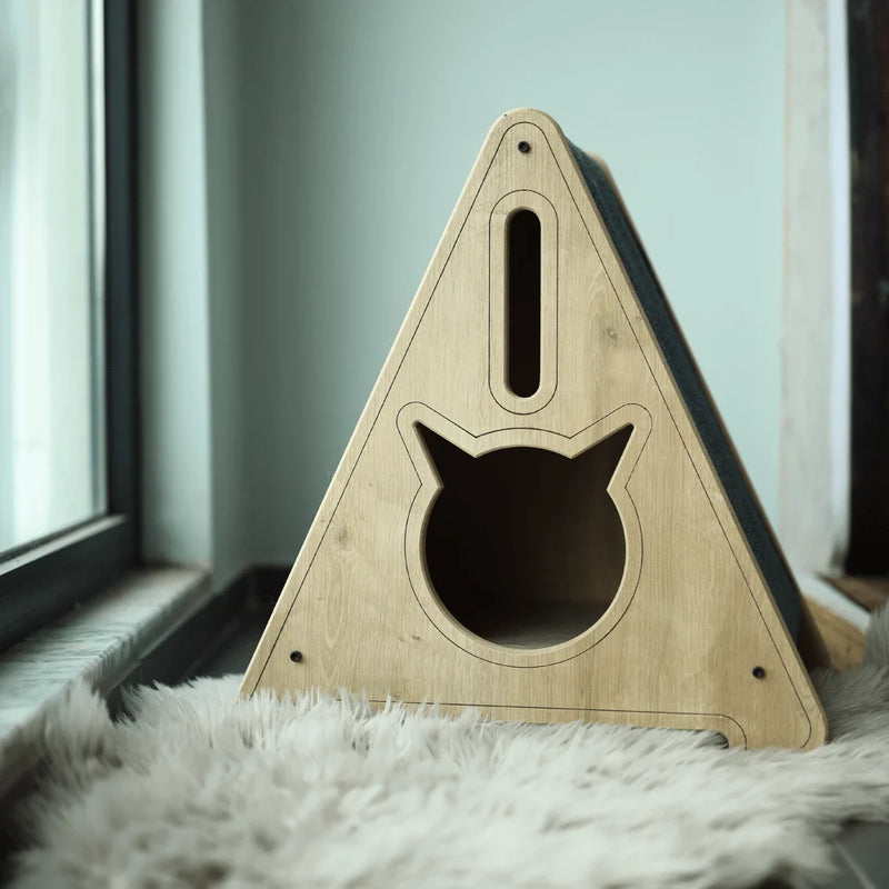 The Stella Cat Teepee is made from solid wood and features a spacious interior, multiple levels, and an easy-to-clean surface.
